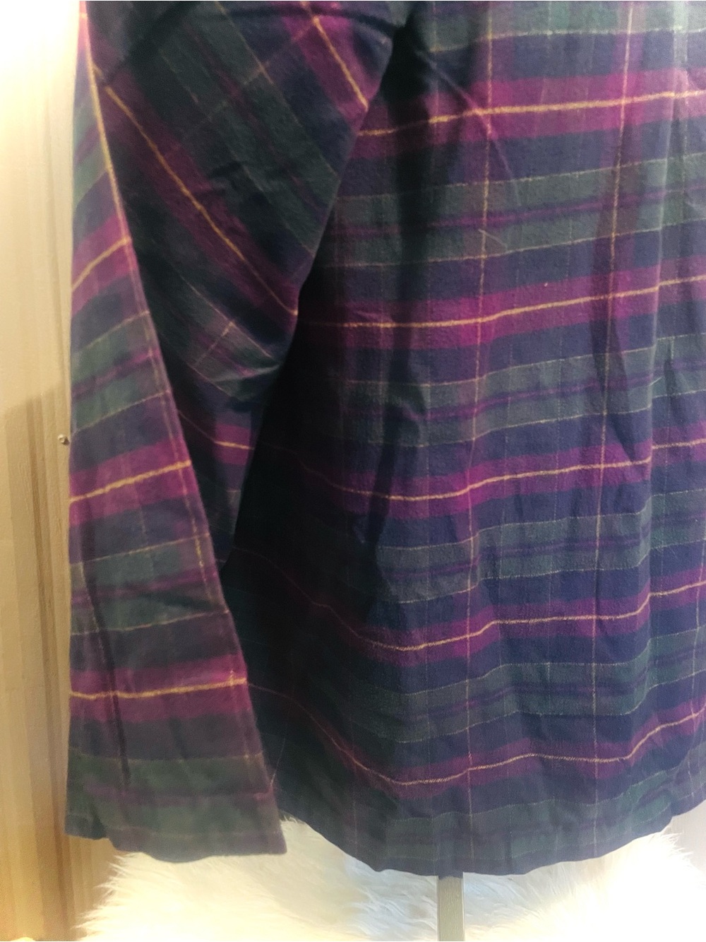 VTG Talbots Long Faux Wrap Skirt Green Purple Plaid Flannel Maxi sz 12 - Picture 9 of 14